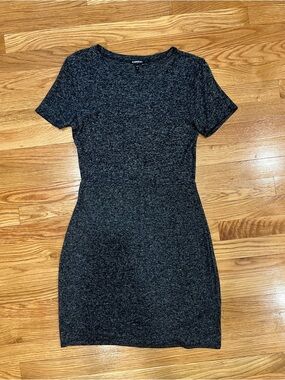 Express Black Heather Short Sleeve Mini Dress